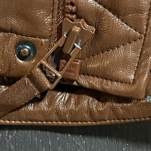 Aritzia Super Puff Puffer Jacket Brown Vegan Leather Women's Size SMALL - Picture 6 of 16